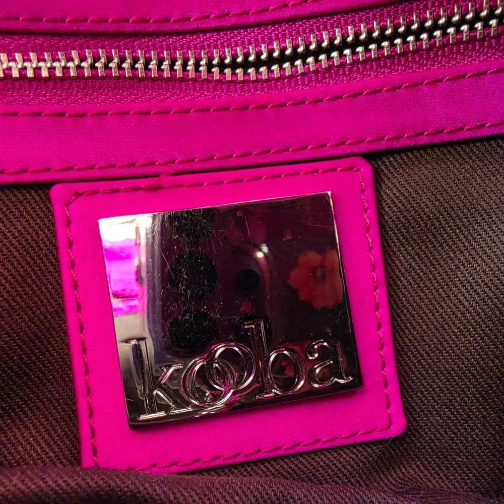 Kooba Leather Oversized Clutch Bag Cream with Multicolor Piping Wristlet Strap